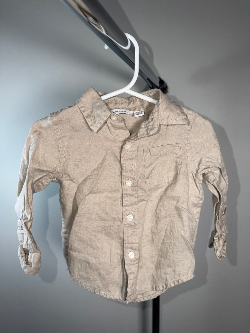 NWOT Janie and Jack Classic Beige Button-Down Shirt for Kids